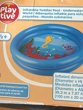 Playtive Inflatable Toddler Pool Underwater World Blue Kiddie Pool 39" NIB